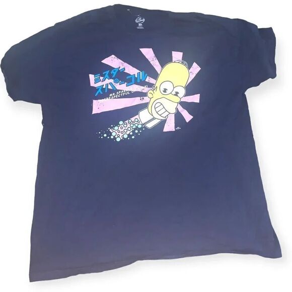 2010 The Simpsons Homer Japanese T-Shirt 20th Century Fox Blue - Picture 1 of 3